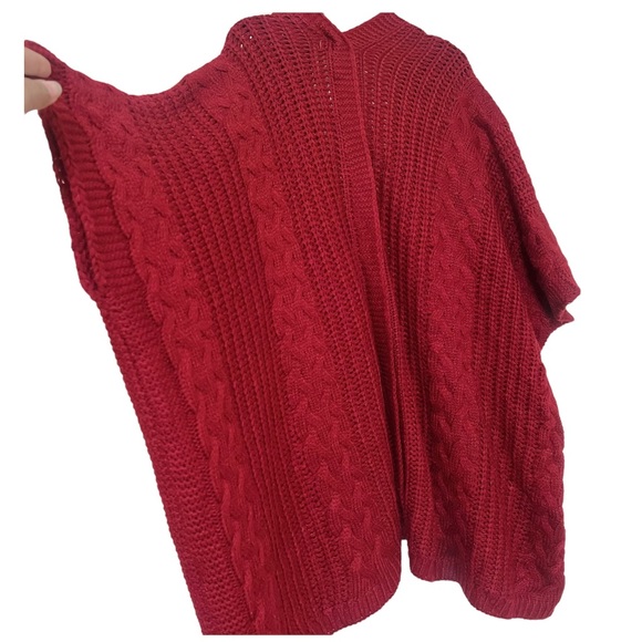 &Merci Oversized Red- Burgundy Cardigan Knitted Sweater 3/4 Sleeves Size S/M - Picture 7 of 16